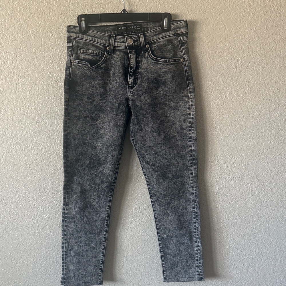 Veronica Beard Women's Acid-Wash Gray High-Rise Skinny Jeans